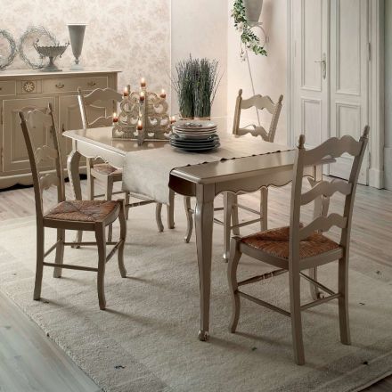 Extendable Table with 4 Chairs in Light Dove Gray Made in Italy - Celestino Viadurini