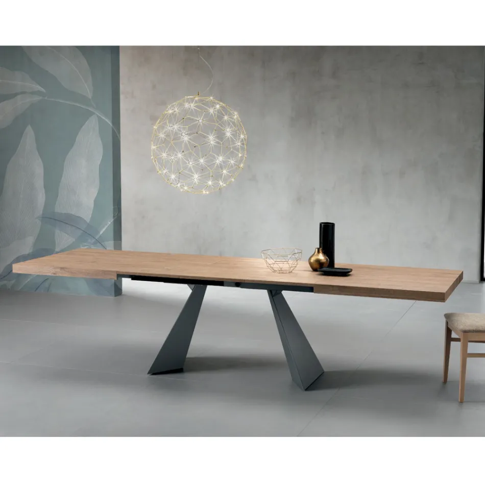 Extendable Table with Central Extension in Laminate - Aperol Viadurini