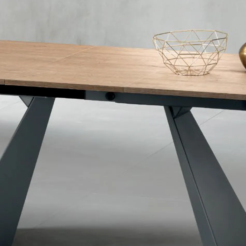 Extendable Table with Central Extension in Laminate - Aperol Viadurini