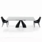 Extendable Table with Central Opening and Folding Edge Made in Italy - Dalmatian Viadurini