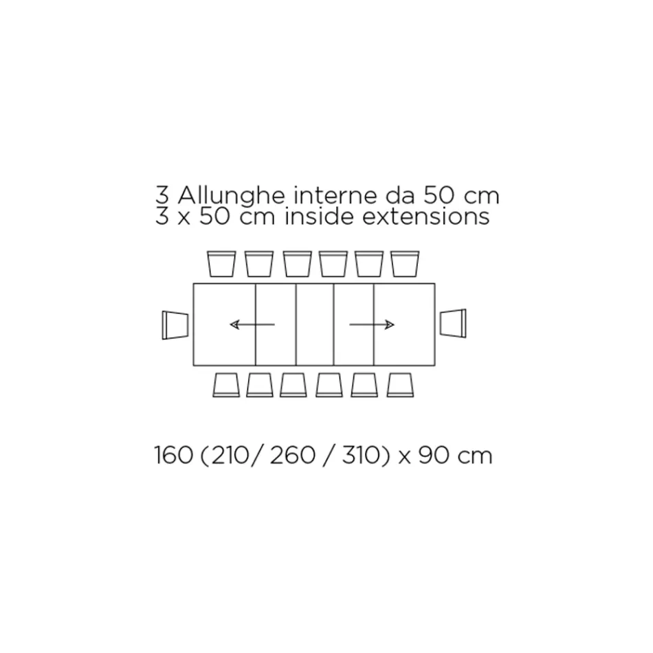 Extendable Table with Synchronized Central Opening in Laminate - Settimmio Viadurini