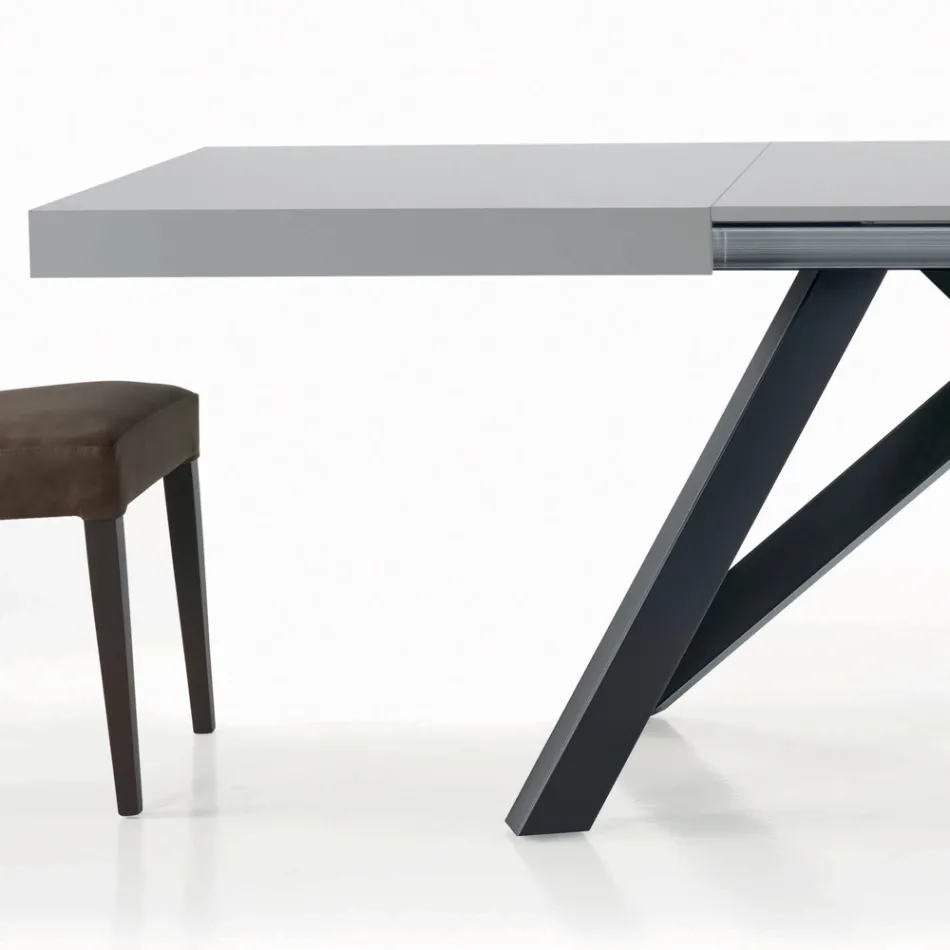 Extendable Table with Synchronized Central Opening in Laminate - Settimmio Viadurini