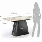 Extendable Table with Steel Base and Ceramic Top in Marble Finish - Emilia  Viadurini