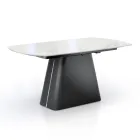 Extendable Table with Steel Base and Ceramic Top in Marble Finish - Emilia  Viadurini