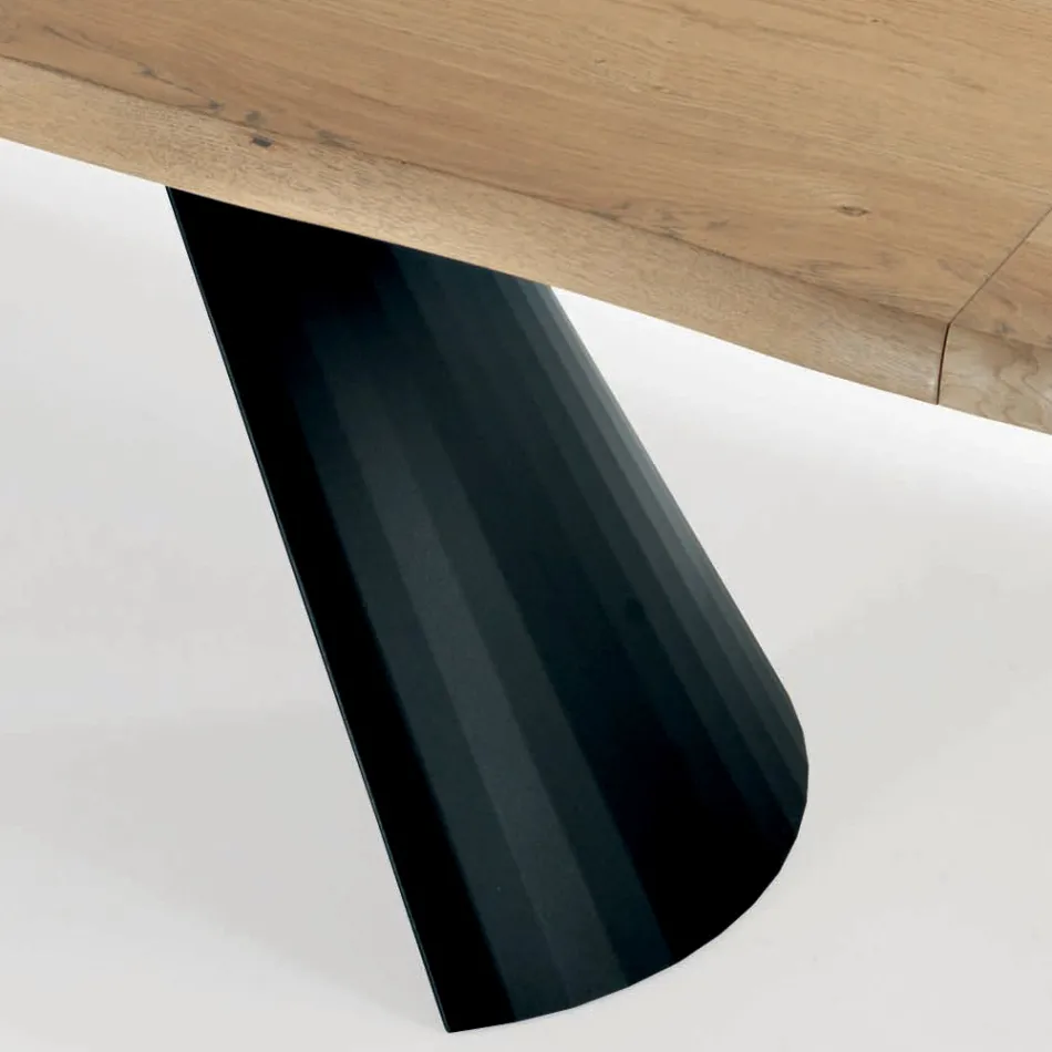 Extendable Table with Irregular Debarked Edge Made in Italy - Glasses Viadurini