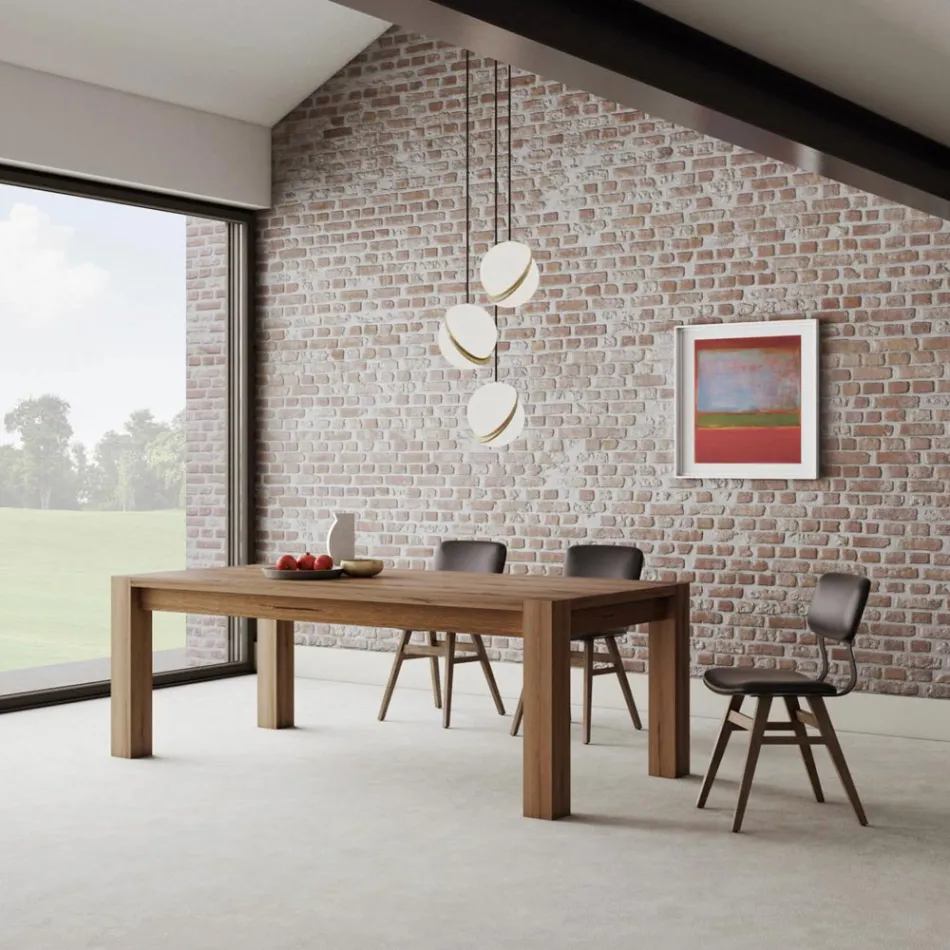 Extendable Table with Veneered Legs and Top Made in Italy - Tash Viadurini