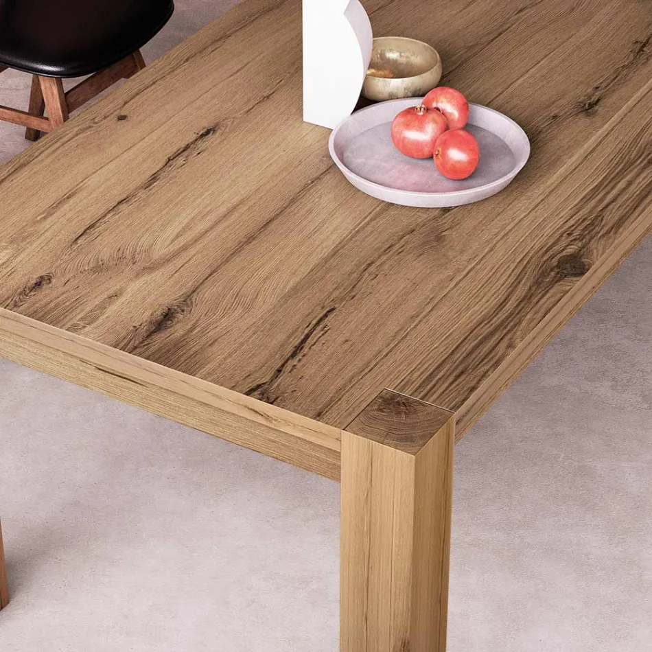 Extendable Table with Veneered Legs and Top Made in Italy - Tash Viadurini