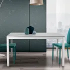 Extendable Table with White Metal Legs and Melamine Top - Shaila Viadurini