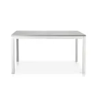 Extendable Table with White Metal Legs and Melamine Top - Shaila Viadurini