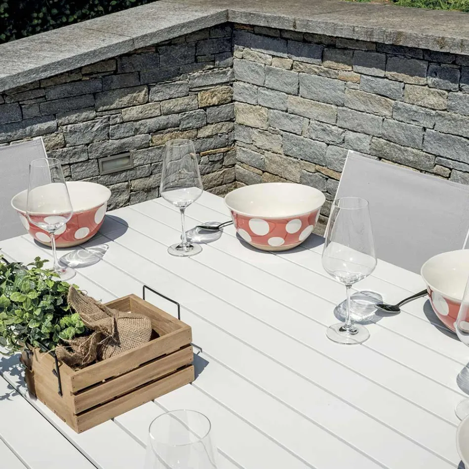 Extendable Table with Sliding Legs and Aluminum Slatted Top - Supernova Viadurini