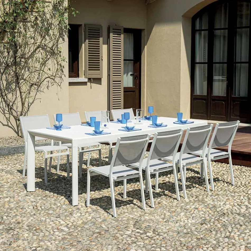 Extendable Table with Sliding Legs and Aluminum Slatted Top - Supernova Viadurini