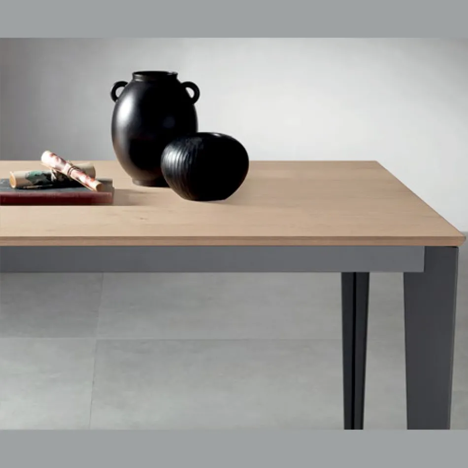 Extendable Table with Natural Oak Veneer Top - Anise Viadurini