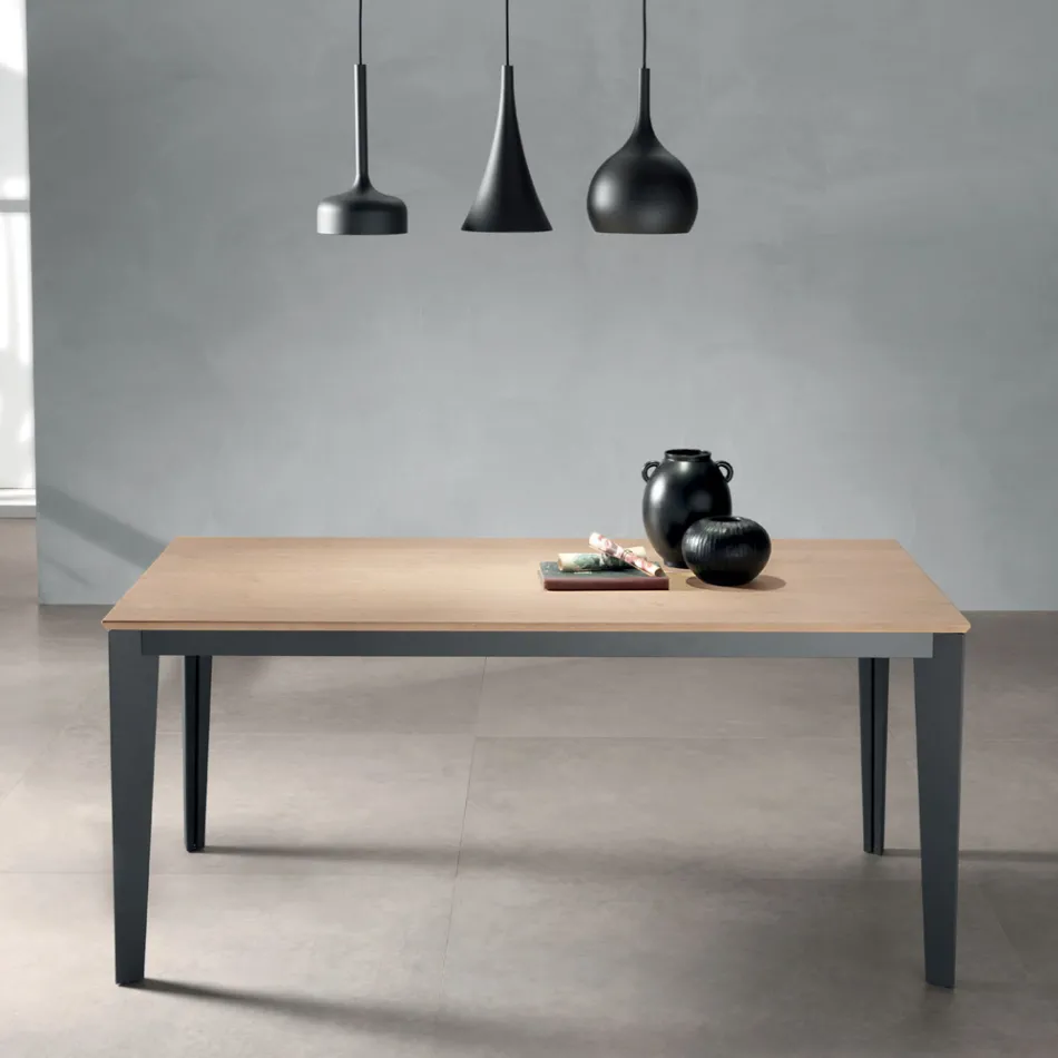 Extendable Table with Natural Oak Veneer Top - Anise Viadurini
