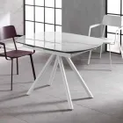 Extendable table with ceramic top and metal legs, Lozzolo Viadurini