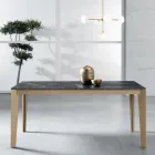 Extendable Table with Dark Marble Effect Laminate Top - Anise Viadurini