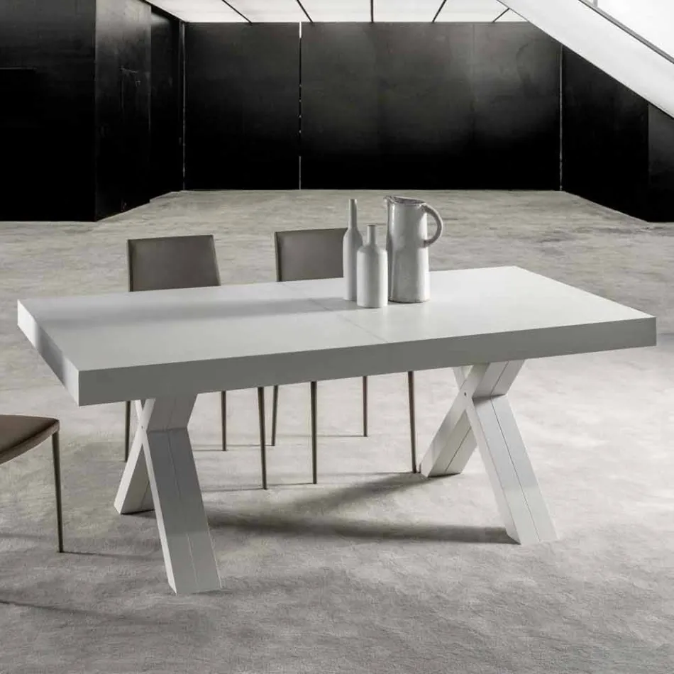 Extendable Table, with Melamine Wood Top - Atessa Viadurini