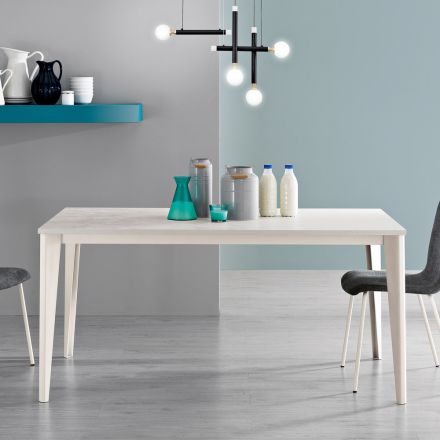 Extendable Table with Ice White Cement Melamine Top - Ariel Viadurini