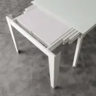 Extendable table with modern tempered glass top Baltimora Viadurini