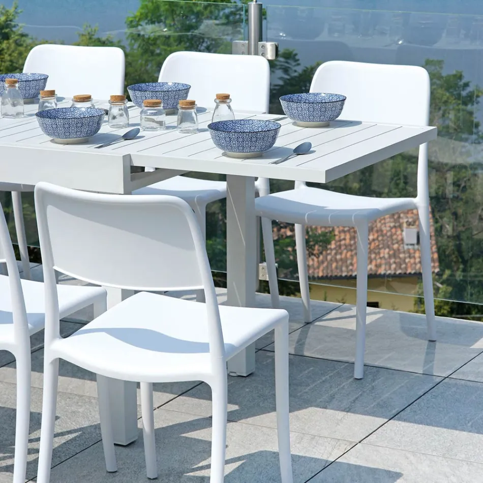 Outdoor Extendable Table with Aluminum Slatted Top - Supernova Viadurini