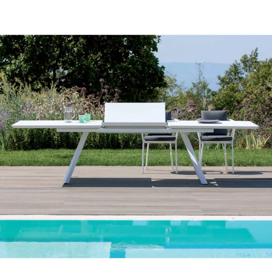 Extendable Garden Table in Galvanized Steel Made in Italy - Brienne Viadurini