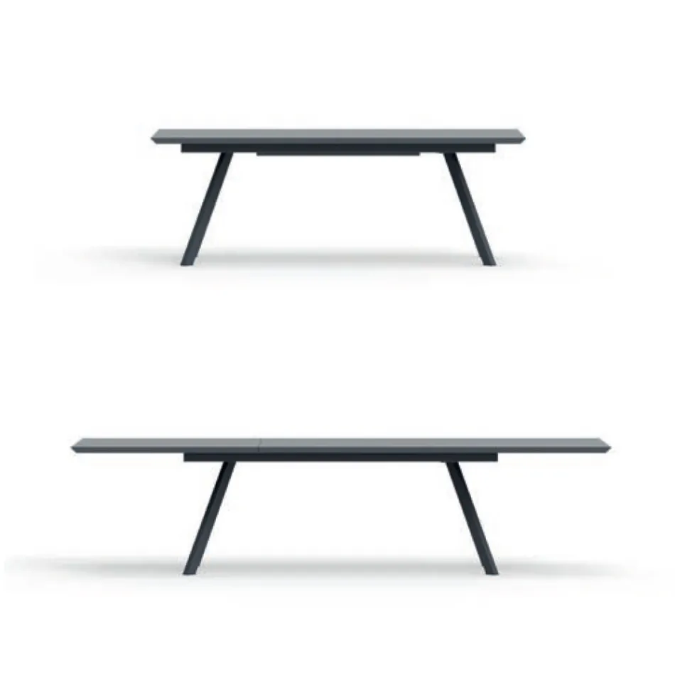 Extendable Garden Table in Galvanized Steel Made in Italy - Brienne Viadurini
