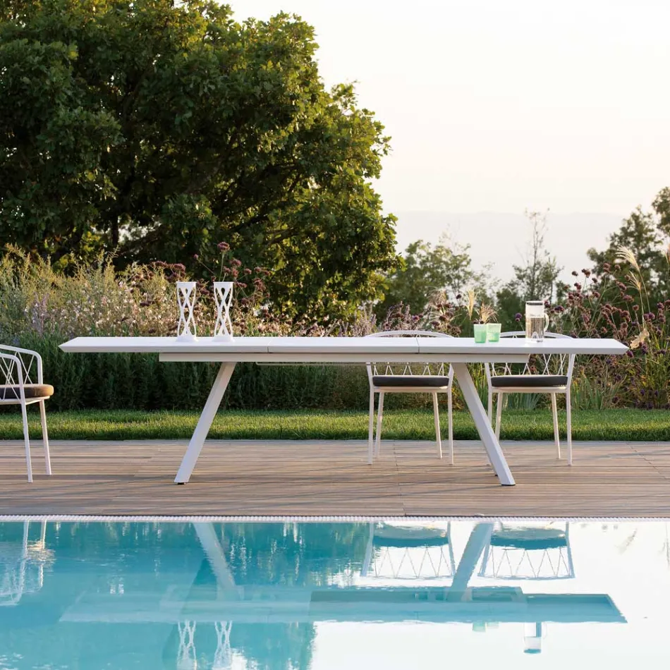 Extendable Garden Table in Galvanized Steel Made in Italy - Brienne Viadurini