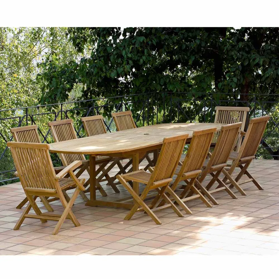 Extendable Garden Table in Teak in Different Sizes - Yggdrasil Viadurini