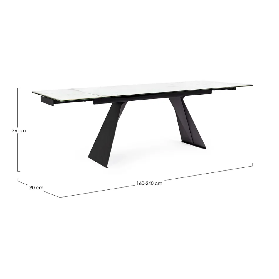 Extendable Dining Table 240 cm Glass and Ceramic Top - Barone Viadurini