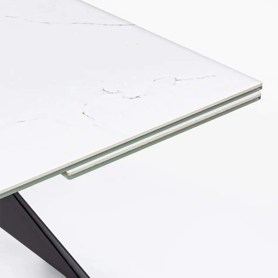 Extendable Dining Table 240 cm Glass and Ceramic Top - Barone Viadurini