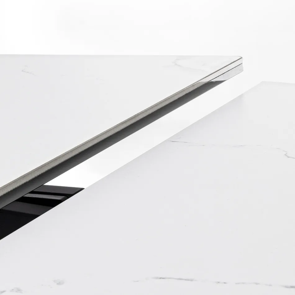 Extendable Dining Table 240 cm Glass and Ceramic Top - Barone Viadurini