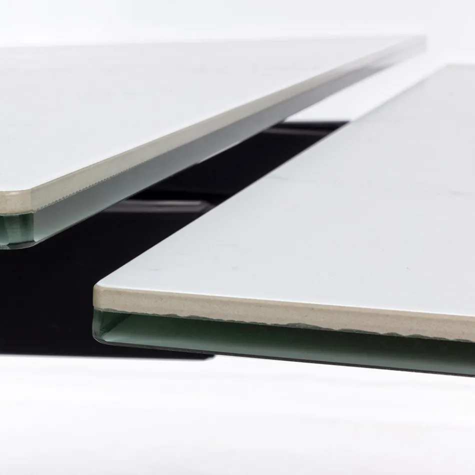 Extendable Dining Table 240 cm Glass and Ceramic Top - Barone Viadurini