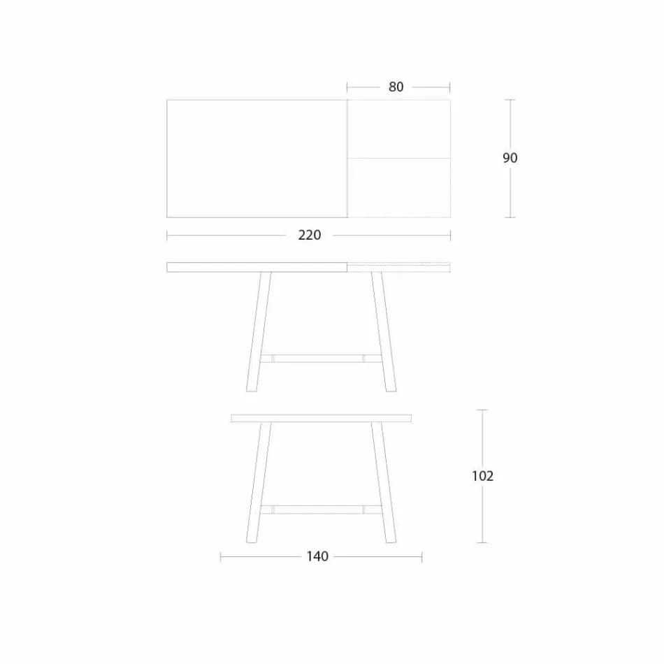 Extendable Dining Table in Wood and Metal up to 280 cm - Gallotto Viadurini