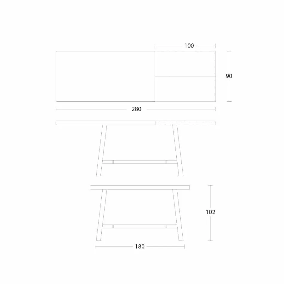 Extendable Dining Table in Wood and Metal up to 280 cm - Gallotto Viadurini