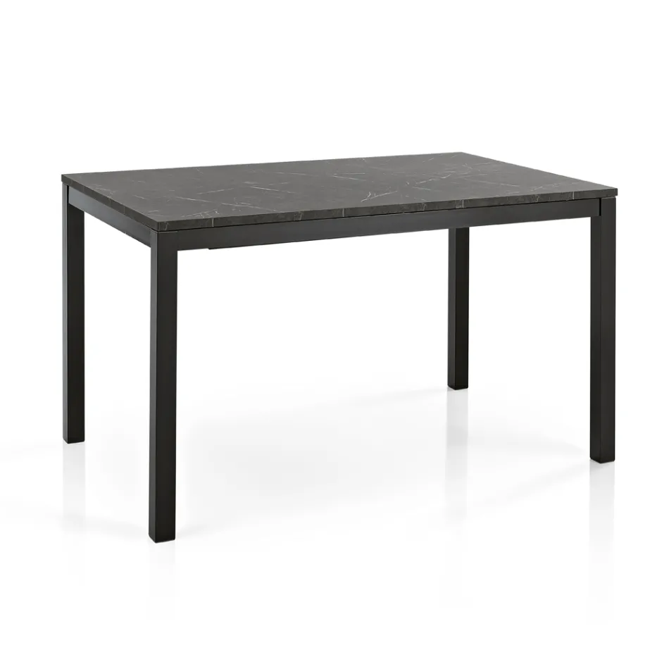 Extendable Living Room Table with Melamine Top and Metal Legs - Shaila Viadurini