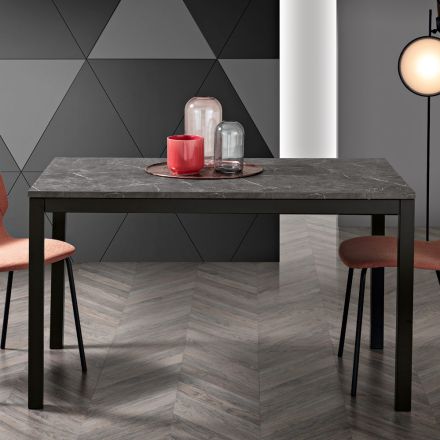 Extendable Living Room Table with Melamine Top and Metal Legs - Shaila Viadurini