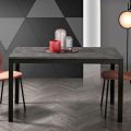 Extendable Living Room Table with Melamine Top and Metal Legs - Shaila