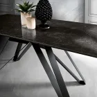 Extendable Living Room Table in Metal and Glass Ceramic Made in Italy - Meluso Viadurini