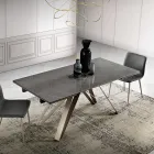Extendable Living Room Table in Metal and Glass Ceramic Made in Italy - Meluso Viadurini
