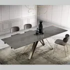 Extendable Living Room Table in Metal and Glass Ceramic Made in Italy - Meluso Viadurini