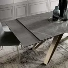 Extendable Living Room Table in Metal and Glass Ceramic Made in Italy - Meluso Viadurini