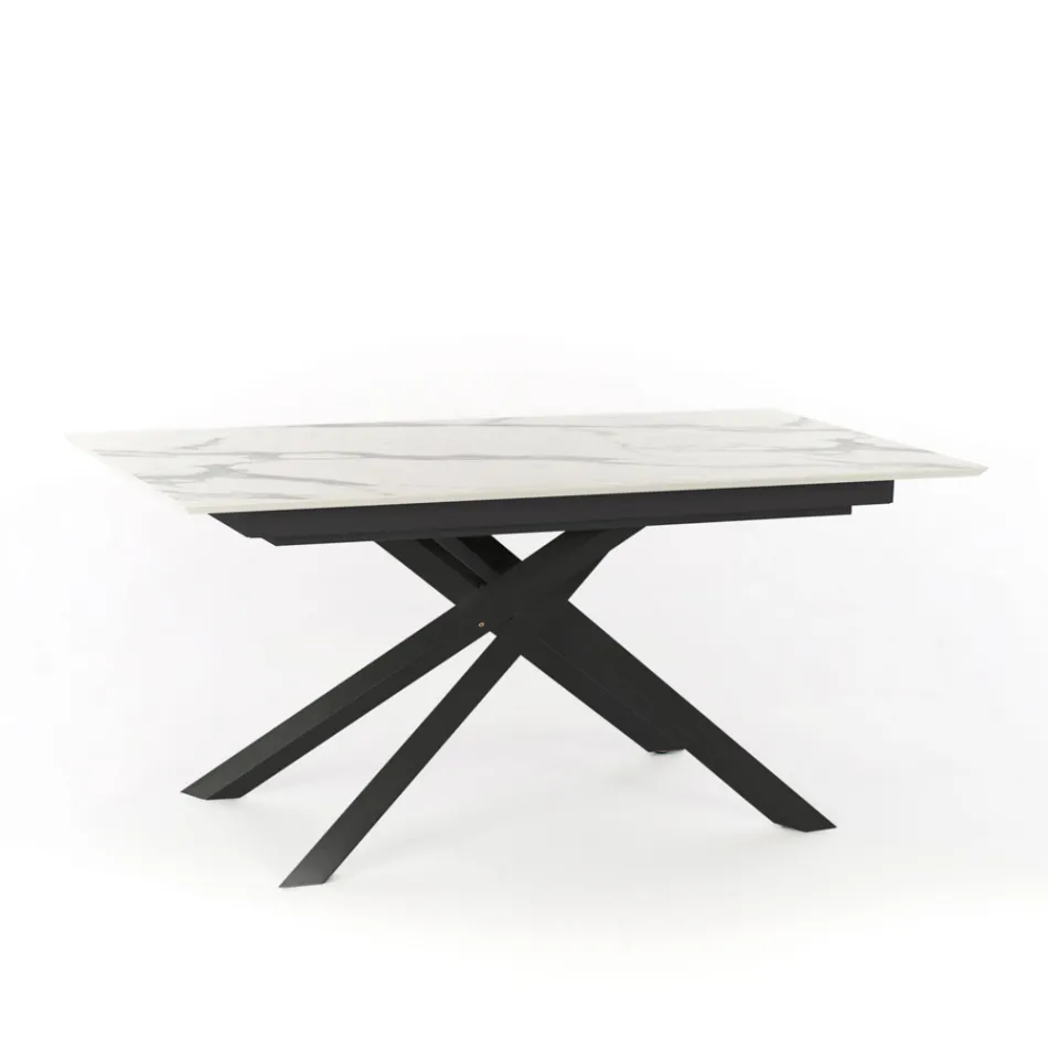 Extendable design table with metal legs, Lucera Viadurini