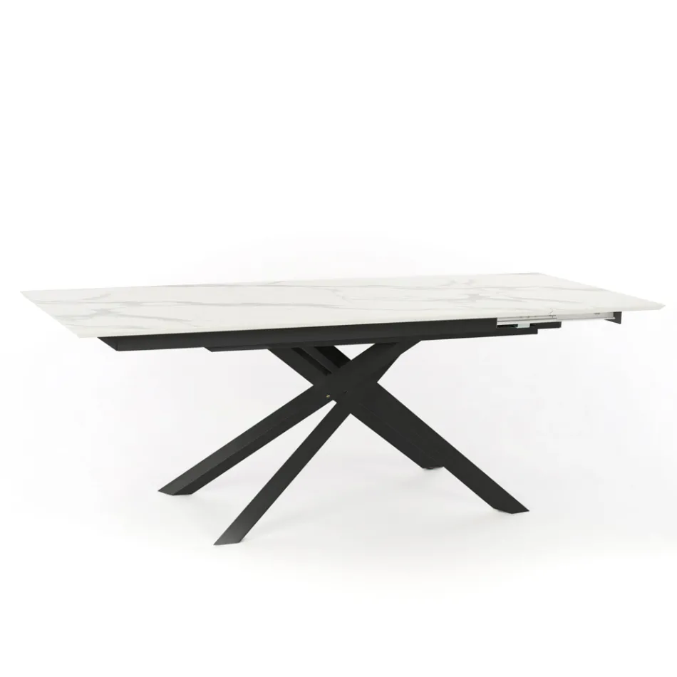 Extendable design table with metal legs, Lucera Viadurini