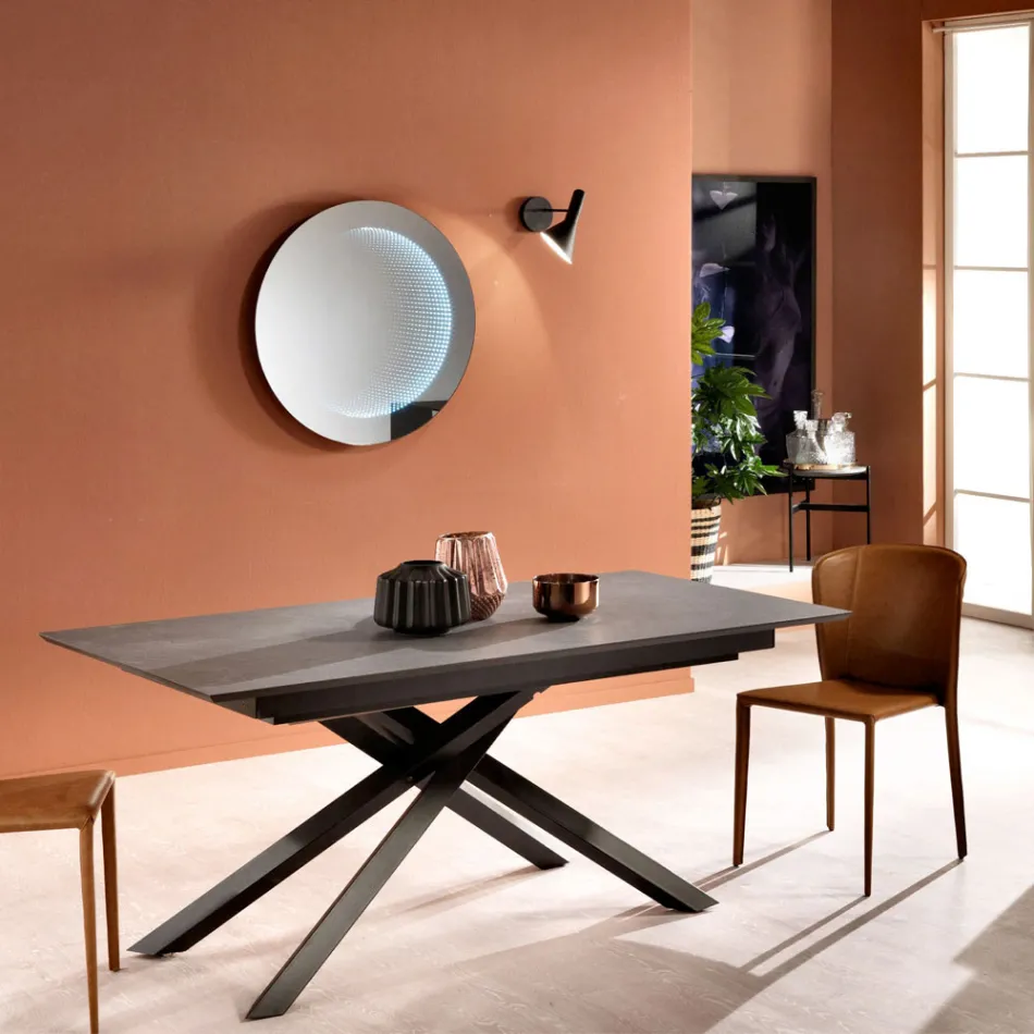 Extendable design table with metal legs, Lucera Viadurini