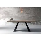 Extendable design table in oak wood made in Italy Zerba Viadurini