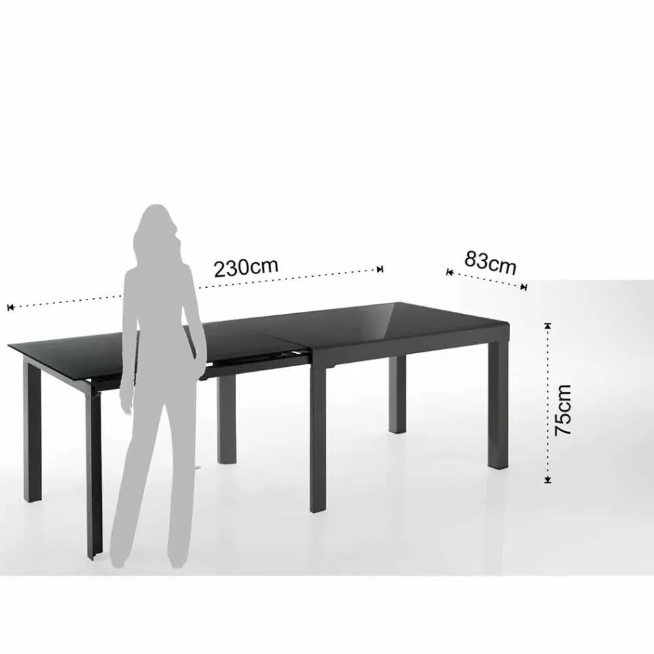 Extendable Design Table in Glass and Metal, Warrior Viadurini