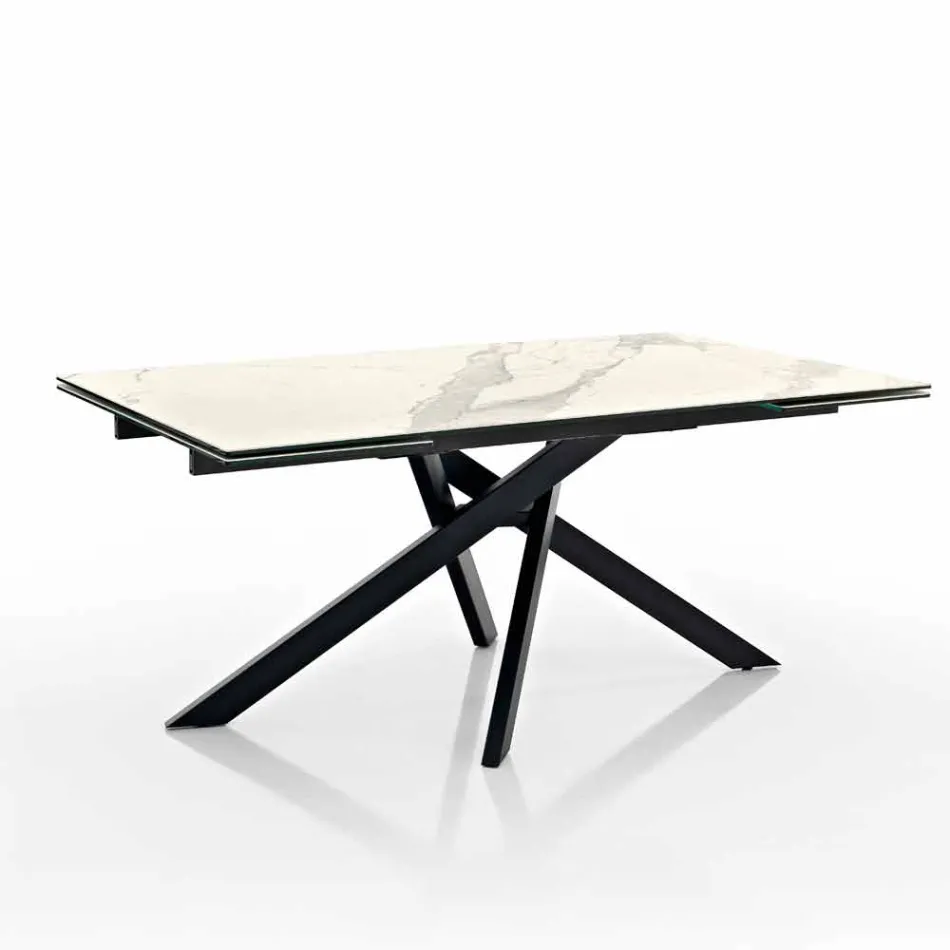 Extendable ceramic glass design table made in Italy, Dionigi Viadurini