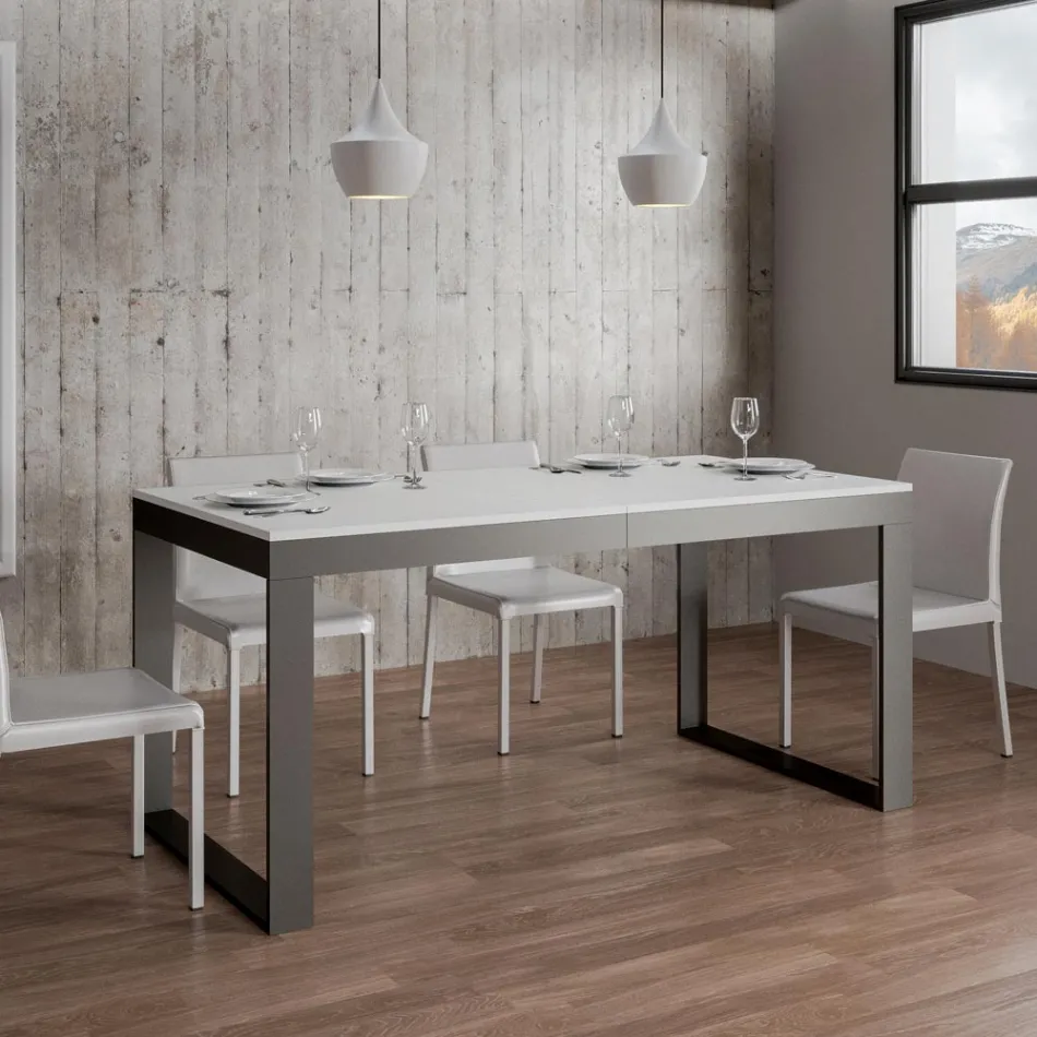 Extendable Table of Modern Design in Melamine Wood - Badesi Viadurini