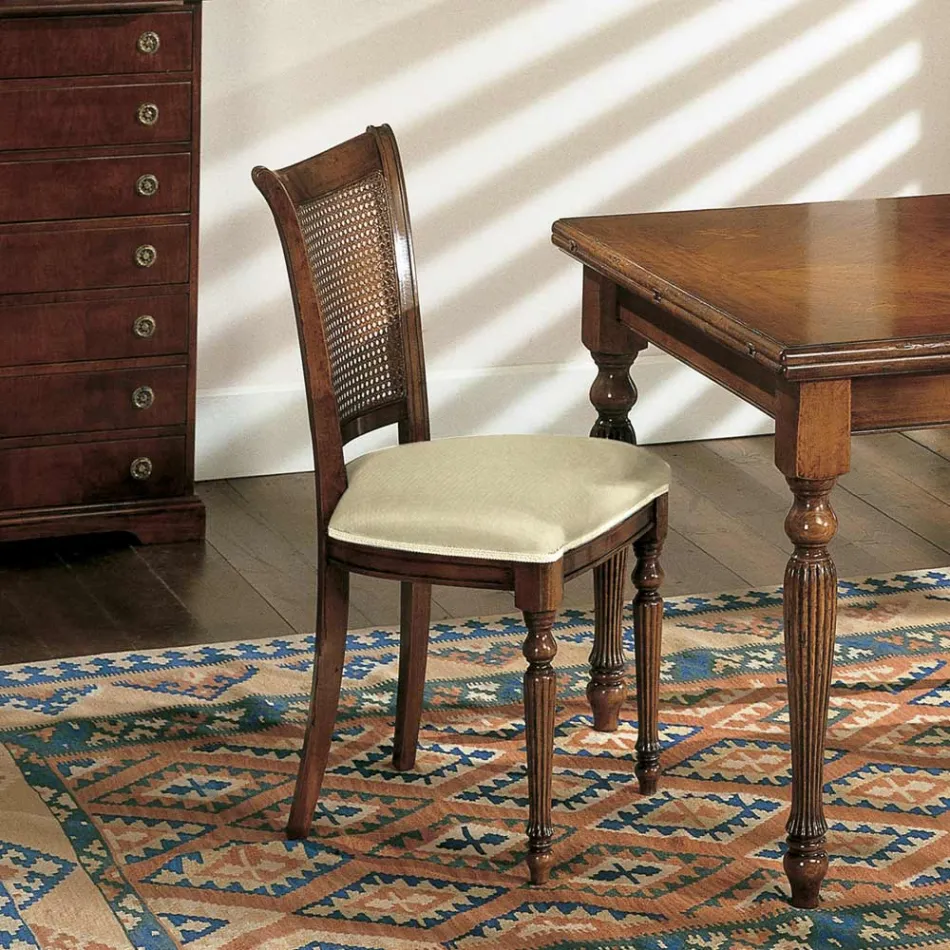 Extendable Table and 2 Chairs in Patinated Walnut Made in Italy - Biotite Viadurini