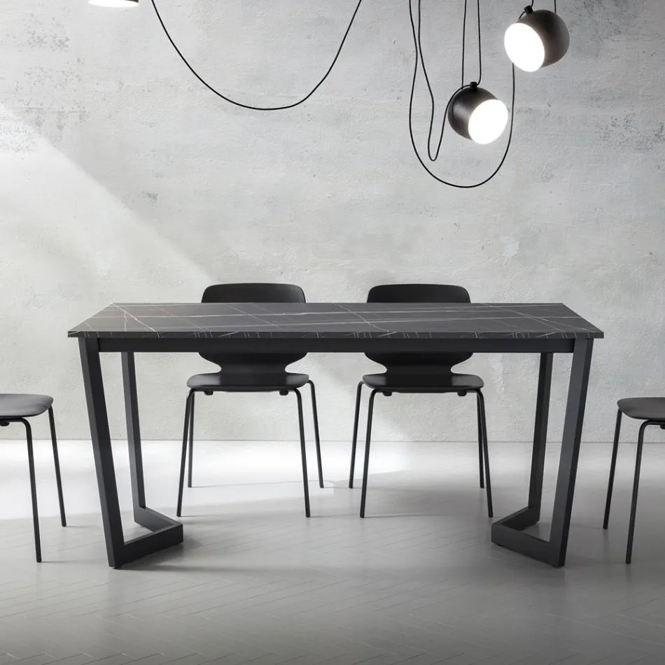 Extendable Table Up to 238 cm Metal and Colored Hpl Made in Italy - Pablito Viadurini