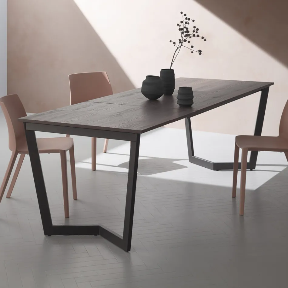 Extendable Table Up to 238 cm Moka Metal and Hpl Made in Italy - Pablito Viadurini